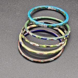 Set of 5 Cloisonne bangle bracelets
